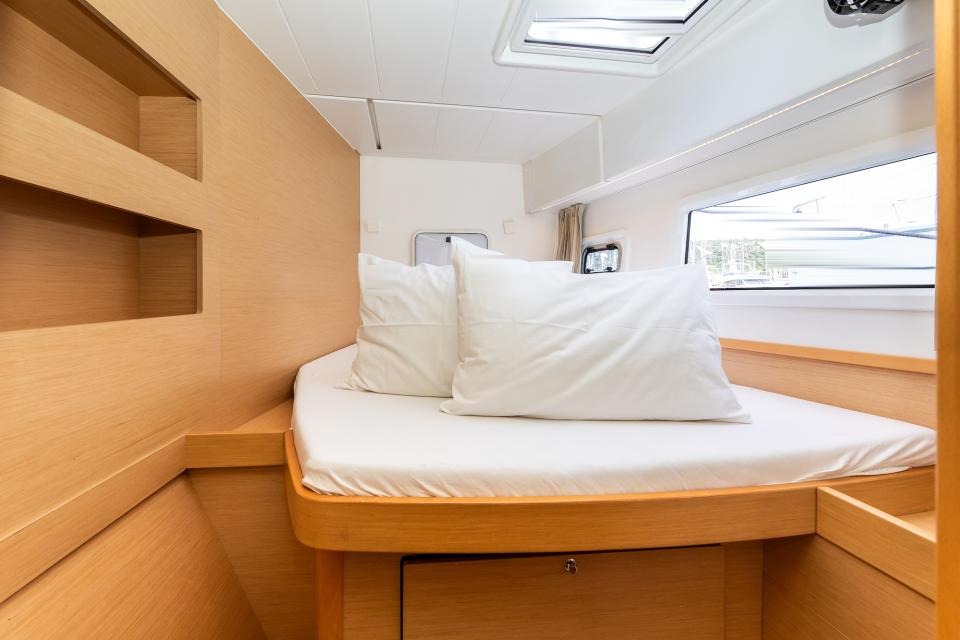 Aft cabin with a double bed, shared by two guests